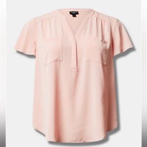 Harper Studio Crepe de Chine Flutter Short Sleeve Blouse